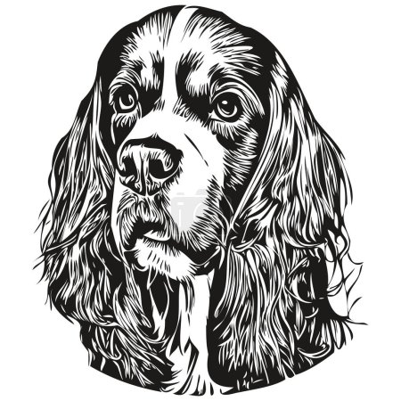 Illustration for Spaniel English Springer dog line art hand drawing vector logo black and white pets illustratio - Royalty Free Image