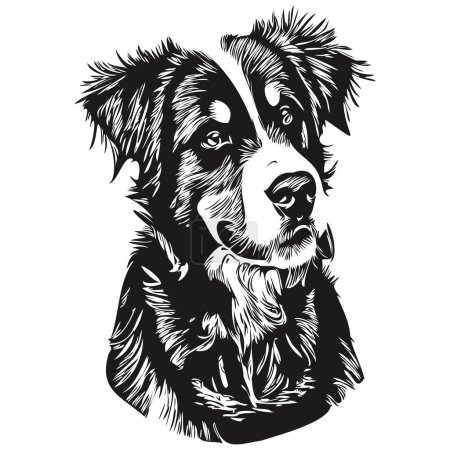 Ilustración de Bernese Mountain perro negro y blanco logotipo del vector, línea de arte dibujado a mano vector mascotas illustratio - Imagen libre de derechos