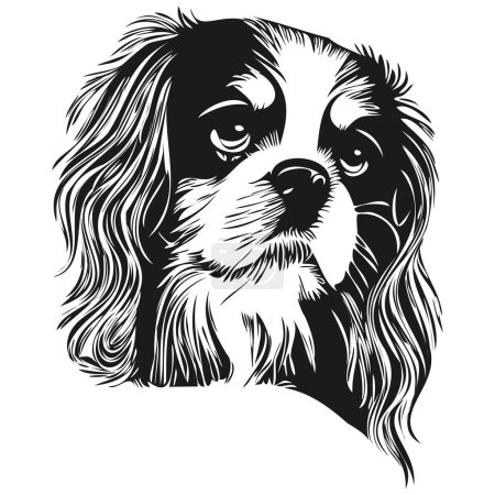 Photo for Cavalier King Charles Spaniels dog black and white vector logo, line art hand drawn vector pets illustratio - Royalty Free Image
