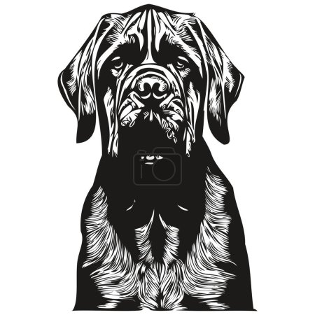 Illustration for Mastiff dog line art hand drawing vector logo black and white pets illustratio - Royalty Free Image