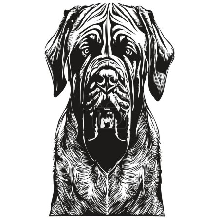 Illustration for Mastiff dog logo hand drawn line art vector drawing black and white pets illustratio - Royalty Free Image