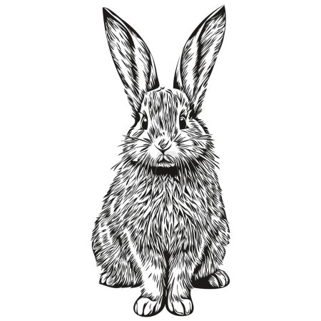Hand drawn Rabbit on a white background, har