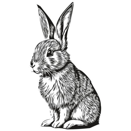 Photo for Rabbit sketchy, graphic portrait of a Rabbit on a white background, har - Royalty Free Image