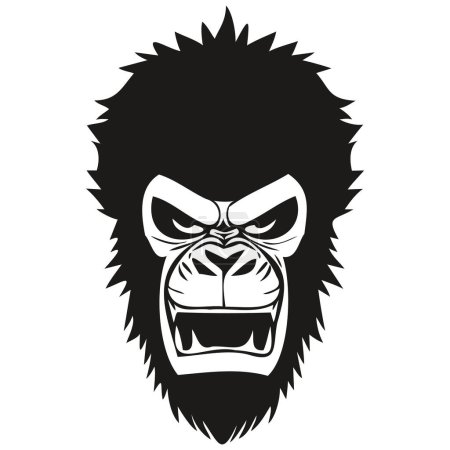 Téléchargez les photos : Logo de mascotte de tête de gorille pour équipe de sport et d'esport, badge gabarit noir et blanc - en image libre de droit