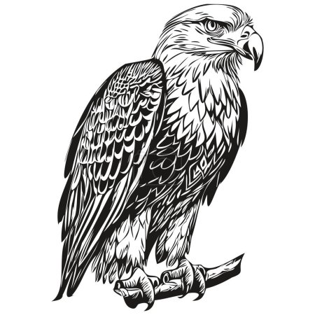 Téléchargez les photos : Esquisses aigle, contour avec fond transparent, illustration dessinée à la main bir - en image libre de droit