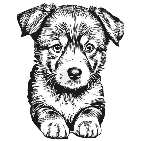 Photo for Puppy vector illustration line art drawing black and white puppies - Royalty Free Image