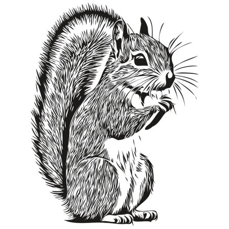 Illustration for Squirrel sketchy, graphic portrait of a squirrel on a white background, baby squirrel - Royalty Free Image