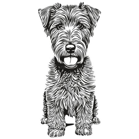 Téléchargez les illustrations : Airedale Terrier chien visage vecteur portrait, drôle contour animal illustration fond blanc animal de compagnie de race réaliste - en licence libre de droit