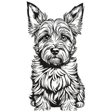 Illustration for Dandie Dinmont Terriers dog breed line drawing, clip art animal hand drawing vector black and white - Royalty Free Image