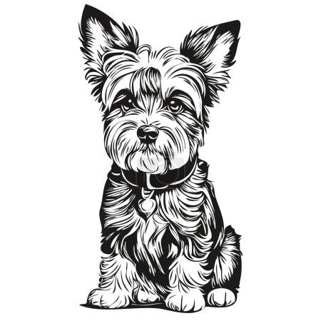 Ilustración de Dandie Dinmont Terriers perro cabeza línea dibujo vector, ilustración dibujada a mano con fondo transparente - Imagen libre de derechos
