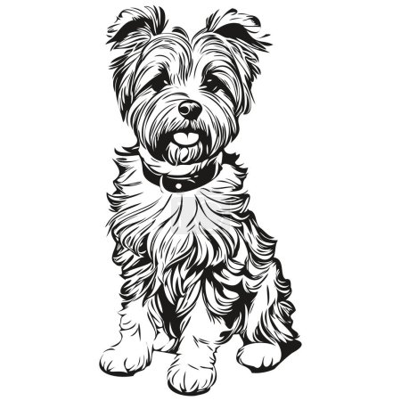 Illustration for Dandie Dinmont Terriers dog logo vector black and white, vintage cute dog head engraved - Royalty Free Image