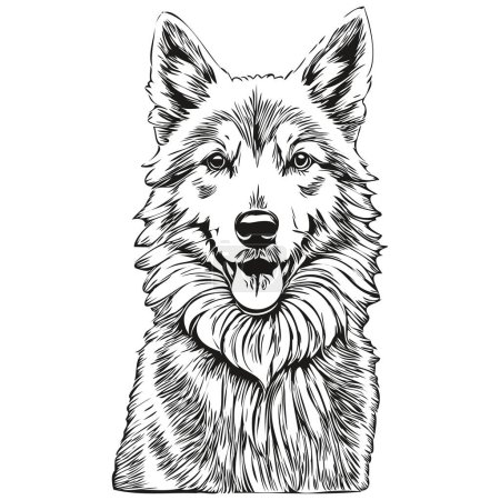 Illustration for Icelandic Sheepdog dog black drawing vector, isolated face painting sketch line illustration sketch drawing - Royalty Free Image