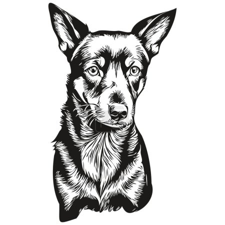 Téléchargez les photos : Manchester Terrier chien dessiné à la main logo dessin noir et blanc ligne art animaux de compagnie illustration animal de race réaliste - en image libre de droit