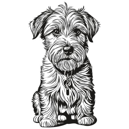 Illustration for Sealyham Terrier dog ink sketch drawing, vintage tattoo or t shirt print black and white vector - Royalty Free Image