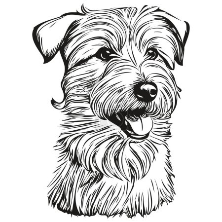 Illustration for Sealyham Terrier dog line illustration, black and white ink sketch face portrait in vector realistic breed pet - Royalty Free Image