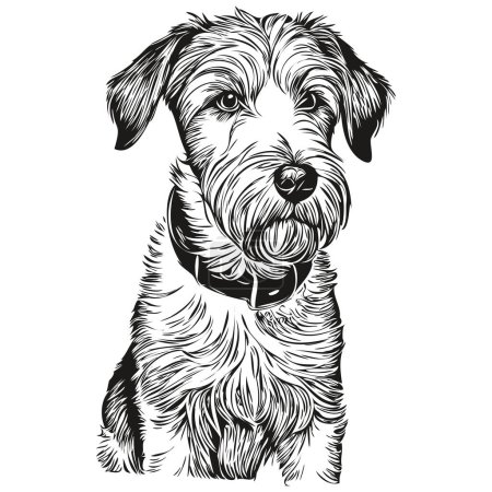 Illustration for Sealyham Terrier dog logo vector black and white, vintage cute dog head engraved realistic breed pet - Royalty Free Image
