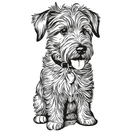 Illustration for Sealyham Terrier dog outline pencil drawing artwork, black character on white background realistic breed pet - Royalty Free Image