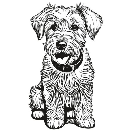 Illustration for Sealyham Terrier dog logo vector black and white, vintage cute dog head engraved - Royalty Free Image