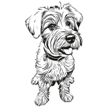 Illustration for Sealyham Terrier dog pencil hand drawing vector, outline illustration pet face logo black and white - Royalty Free Image