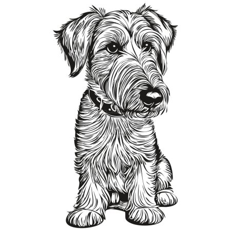 Illustration for Sealyham Terrier dog pet silhouette, animal line illustration hand drawn black and white vector realistic breed pet - Royalty Free Image