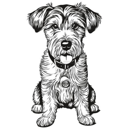 Illustration for Sealyham Terrier dog silhouette pet character, clip art vector pets drawing black and white realistic breed pet - Royalty Free Image