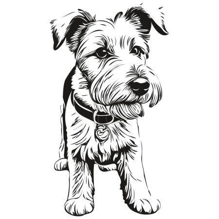 Illustration for Sealyham Terrier dog silhouette pet character, clip art vector pets drawing black and white - Royalty Free Image