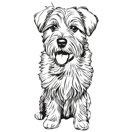 Illustration for Sealyham Terrier dog t shirt print black and white, cute funny outline drawing vector - Royalty Free Image