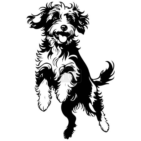 Photo for Silhouette of Aussiedoodle jumps drawing, black silhouette animal vector, isolated animal - Royalty Free Image
