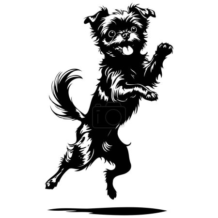 Affenpinscher jumps hand drawn animal illustration, transparent background