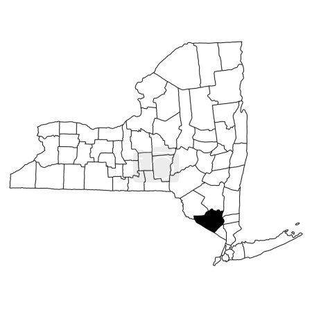 Téléchargez les photos : Map of orange County in New York state on white background. single County map highlighted by black colour on New york map . - en image libre de droit