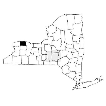 Téléchargez les photos : Map of Orleans County in New York state on white background. single County map highlighted by black colour on New york map . - en image libre de droit