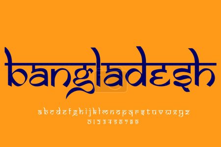 Foto de Bangladesh  text design. Indian style Latin font design, Devanagari inspired alphabet, letters and numbers, illustration. - Imagen libre de derechos