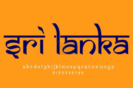 Foto de Country Sri Lanka text design. Indian style Latin font design, Devanagari inspired alphabet, letters and numbers, illustration. - Imagen libre de derechos