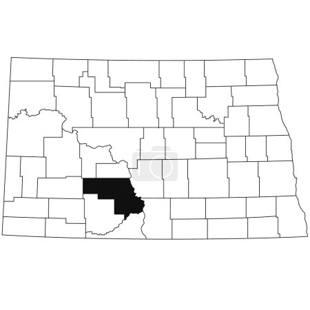 Foto de Map of Morton County in North Dakota state on white background. single County map highlighted by black colour on North Dakota map . - Imagen libre de derechos