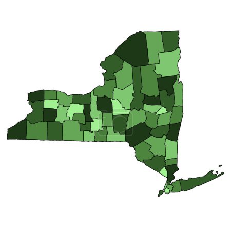 Téléchargez les photos : Colourful map of New York State. New York Counties map, Newyork blank map for design ,copy space - en image libre de droit