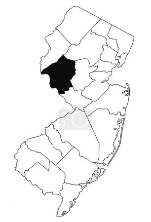 Photo for Map of hunterdon County in new jersey state on white background. single County map highlighted by black colour on new jersey map . - Royalty Free Image