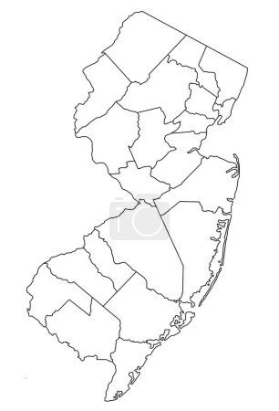 High detailed illustration map - New Jersey