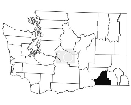 Téléchargez les photos : Carte du comté de Walla Walla dans l'État de Washington DC sur fond blanc. Carte unique du comté mise en évidence par la couleur noire sur la carte de WASHINGTON. États-Unis, États-Unis - en image libre de droit