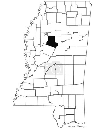 Photo for Map of Carroll County in Mississippi state on white background. single County map highlighted by black colour on Mississippi map. United States of America, US - Royalty Free Image