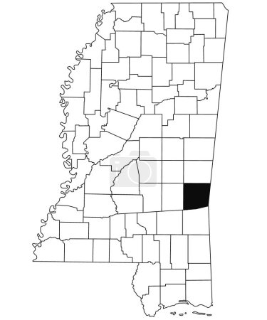 Foto de Mapa del Condado de Clarke en el estado de Misisipi sobre fondo blanco. mapa de condado único resaltado por el color negro en el mapa de Mississippi. Estados Unidos, Clayton - Imagen libre de derechos