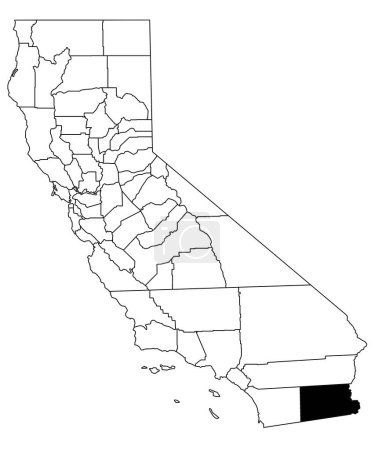 Foto de Mapa del Condado Imperial en el estado de California sobre fondo blanco. mapa de condado único resaltado por el color negro en el mapa de California. ESTADOS UNIDOS, EE.UU. - Imagen libre de derechos
