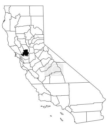 Foto de Mapa del condado de solano en el estado de California sobre fondo blanco. mapa de condado único resaltado por el color negro en el mapa de California. ESTADOS UNIDOS, EE.UU. - Imagen libre de derechos