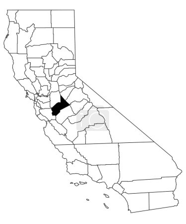 Téléchargez les photos : Carte du comté de stanislaus en Californie sur fond blanc. Carte unique du comté mise en évidence par la couleur noire sur la carte de Californie. États-Unis, États-Unis - en image libre de droit