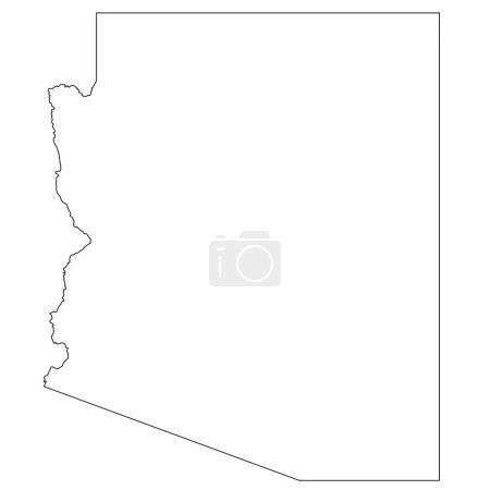 High detailed illustration map - outline Arizona State Map
