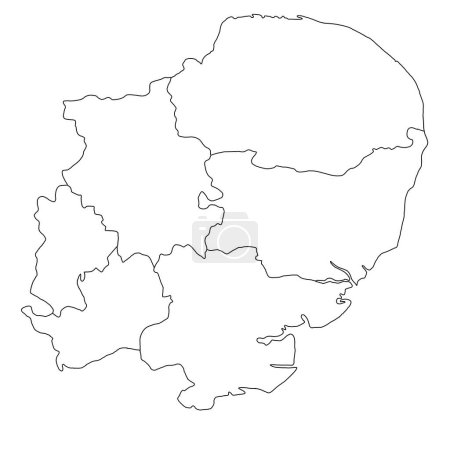 Foto de Mapa del contorno de calidad del este de Inglaterra es una región de Inglaterra, con las fronteras de los condados ceremoniales. - Imagen libre de derechos