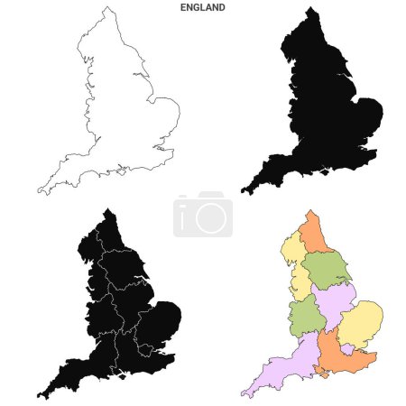 Téléchargez les photos : Angleterre ensemble de carte de pays - carte de contour vierge, Grande-Bretagne, Royaume-Uni, Royaume-Uni - en image libre de droit