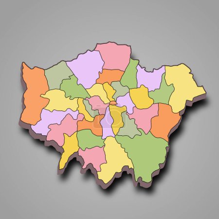 Téléchargez les photos : 3d Carte du Grand Londres - boroughs or counties map of capital Londres, Angleterre, Royaume-Uni. - en image libre de droit