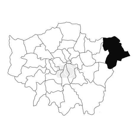 Photo for Map of havering in Greater London province on white background. single County map highlighted by black colour on Greater London, England administrative map. - Royalty Free Image