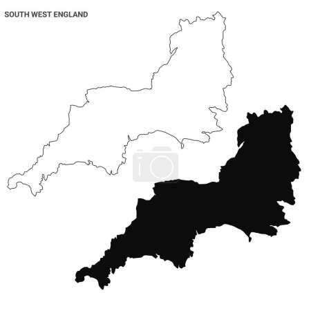 Téléchargez les photos : Sud-ouest de l'Angleterre Carte administrative Set - carte de contour vierge - en image libre de droit