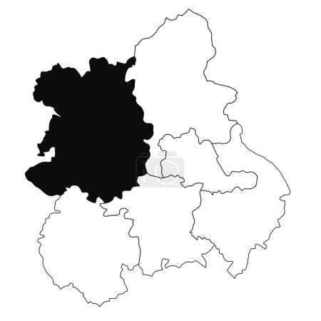 Photo for Map of Shropshire in West Midlands England province on white background. single County map highlighted by black colour on West Midlands England administrative map. - Royalty Free Image